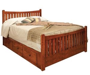 Classic Slatted Bed With Storage Drawers | DutchCrafters