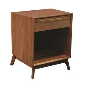 Amish Mid-Century Modern Open Nightstand - Solid Wood, Heirloom