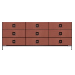 Modern 84" Dresser with Metal Base & Beveled Drawer from