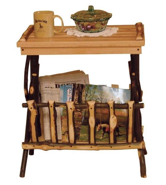 Amish Rustic Hickory Twig End Table with Drawer and Magazine Rack - Thumbnail 3