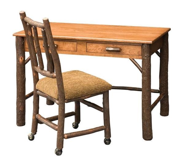 Amish Lincoln Hickory Wood Desk with Two Drawers