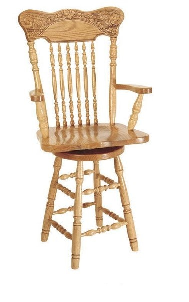 Amish Churchill Pressback Turned Leg Swivel Barstool