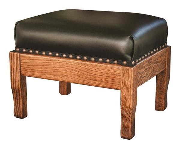 Amish Rangeley Upholstered Footstool with Wood Frame