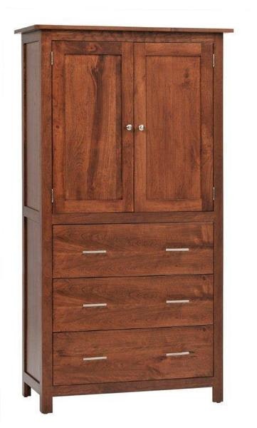 Amish 72 Tall  Jacque Armoire with 2 Doors and 3 Drawers Shown in Rustic Cherry with Boston Finish