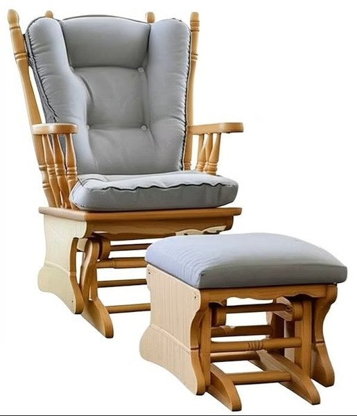Upholstered Glider Rocker with Ottoman - Amish Handcrafted Quality