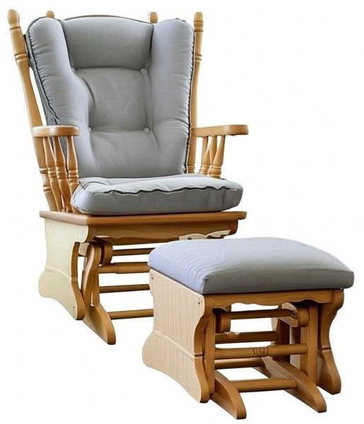 Amish Handcrafted Four-Post Gliding Rocker with Ottoman