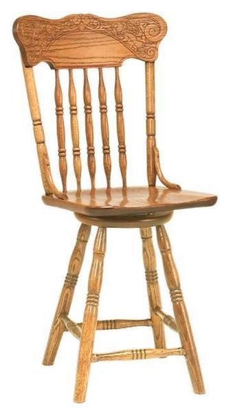 Amish Monroe Pressback Swivel Counter and Bar Stool