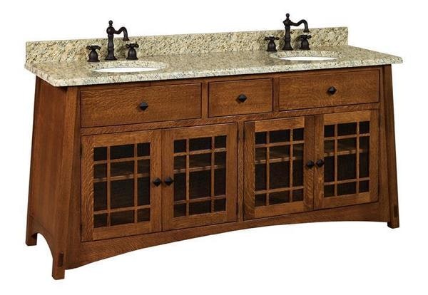 Amish Hatfield Mission Solid Wood 72" Double Vanity Cabinet