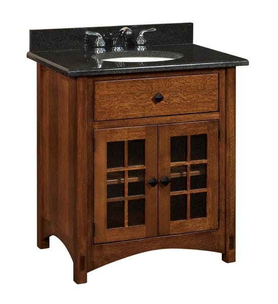 Amish 33" Norfolk Mission Single Sink Bathroom Vanity - Base Cabinet Only