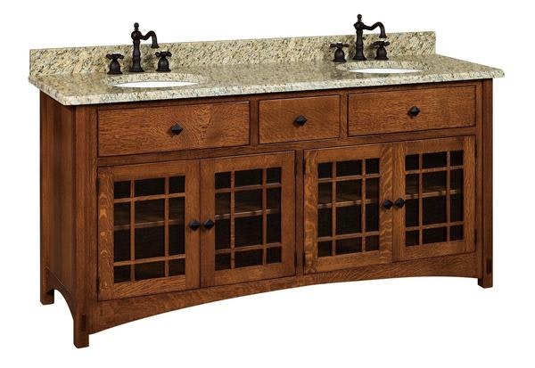 Amish Norfolk Mission 72" Bathroom Vanity Double Sinks without Top