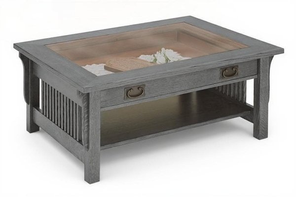 Amish Lancaster Mission Glass-Top Display Coffee Table