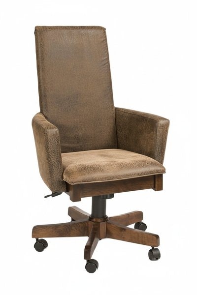 Amish Bradbury High Back Upholstered Desk Chair with Swivel