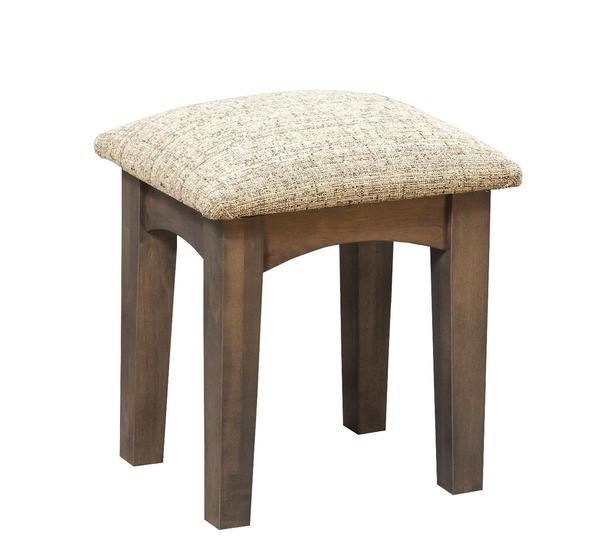 Amish Upholstered Ostego Shaker Dressing Table Stool. 100% solid wood construction.