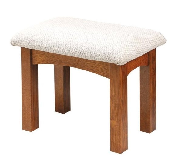 Upholstered Vanity Stool in Oak Wood