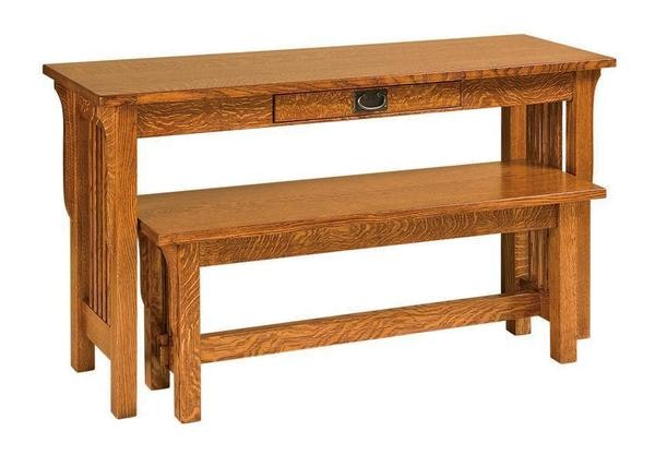 Amish Lancaster Mission Sofa Table with Optional Nesting Bench