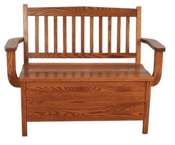 Amish Glencoe Mission Low Back Storage Bench