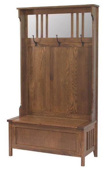 Amish Rustic Stillwater Entryway Hall Tree Storage Bench