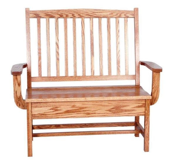 Amish Perry Mission Slat Bench with Storage
