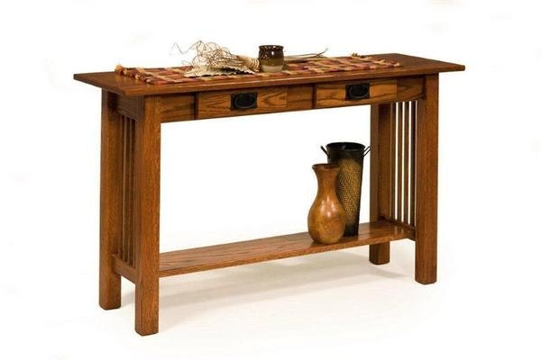 Amish American Mission Sofa Table with Two Drawers