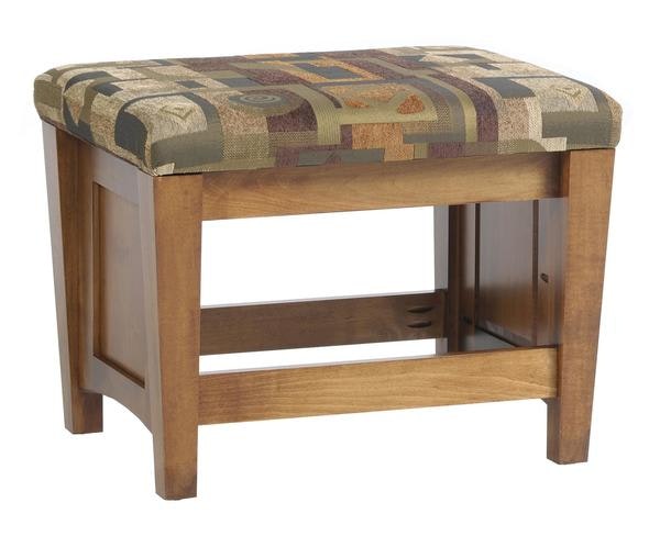 Amish Made Solid Wood Caliber Shaker Upholstered Ottoman