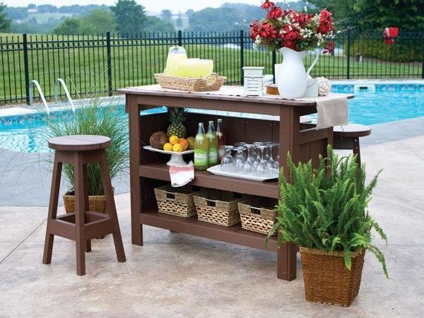 Berlin Gardens Outdoor Bar Set with Backless Bar with Stools by