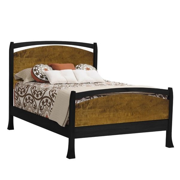 Amish Lionel Arched Panel Bed Shown in Tiger Maple with Michaels Cherry Finish | Brown Maple with Onyx Finish