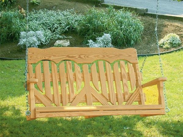 Amish Leisure Lawns Pine Wood High Back Heart Porch Swing