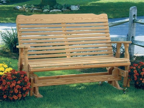 Amish Leisure Lawns Pine Wood Curve Back Porch Glider Bench