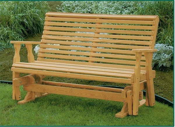 Pine Roll-Back Patio Porch Glider Bench DutchCrafters