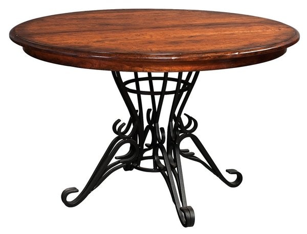 Amish Forged Pedestal Round Dining Room Table