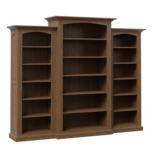 Amish Deluxe Bookcase with Raised Panel Sides - 3 Piece Set