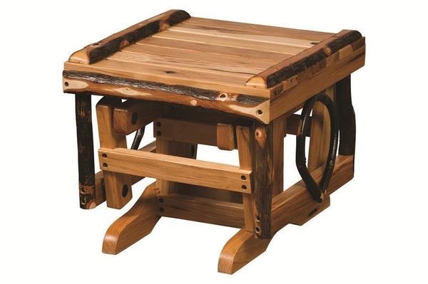 Amish Handcrafted Blue Mountain Rustic Hickory Twig Gliding Ottoman
