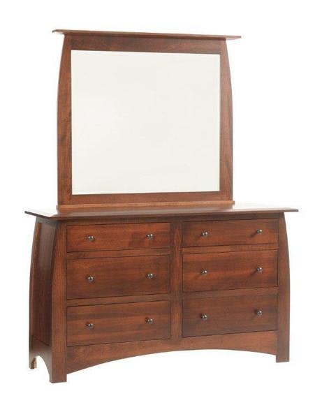 Amish Juliet 62 Low Dresser with Curved Sides shown in Brown Maple Wood with Rich Cherry Finish