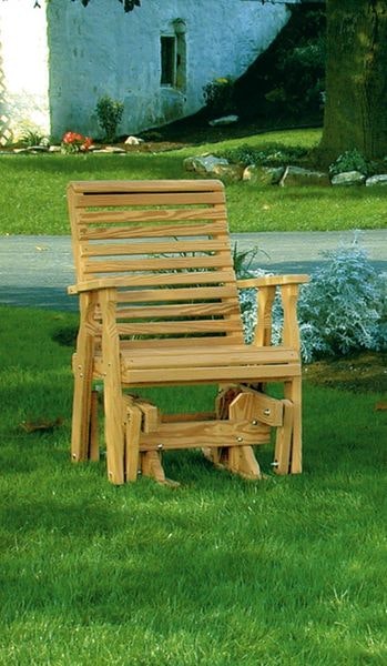 Amish Leisure Lawns Pine Wood Rollback Single Glider Chair