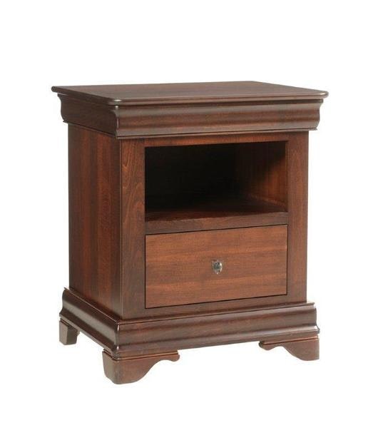 Amish Romeo Nightstand 26 with One Drawer shown in Brown Maple with Rich Cherry Finish