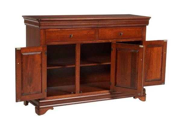 Amish 60 Wide Romeo Sideboard shown in Brown Maple with Mission Maple Finish