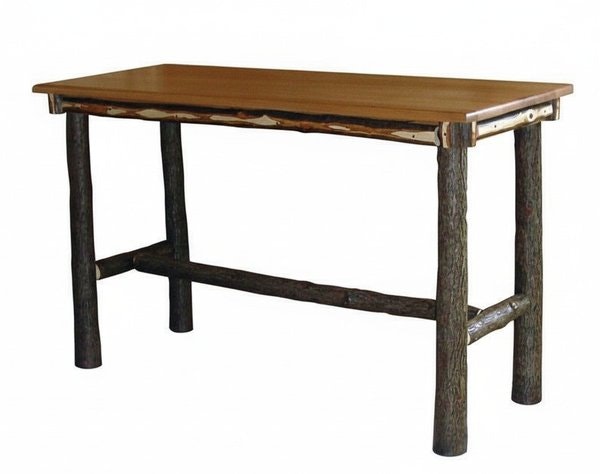 Amish 60 Wide Rustic Hickory Twig Console Table - Choose Counter or Bar Height shown in Red Oak Natural