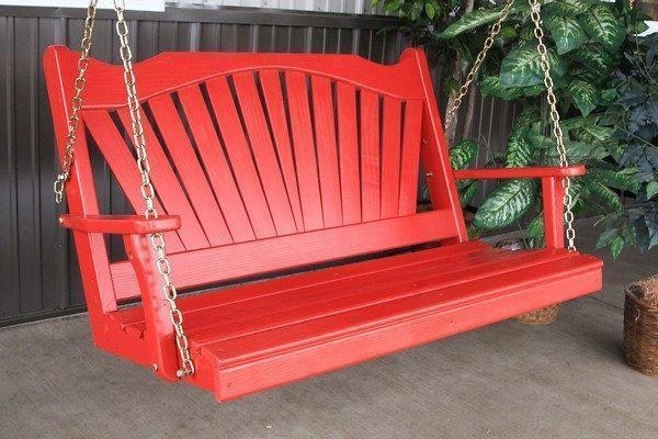 Yellow Pine Fan Back Porch Swing from DutchCrafters Amish Furniture