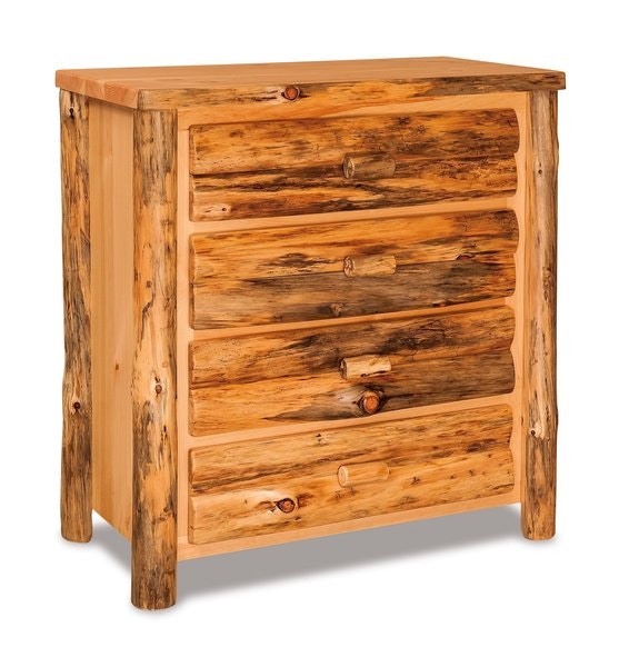 Amish Handcrafted Rustic Log 4-Drawer Chest of Drawers