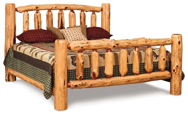 Amish Handcrafted Rustic Solid Wood Log Bed Frame