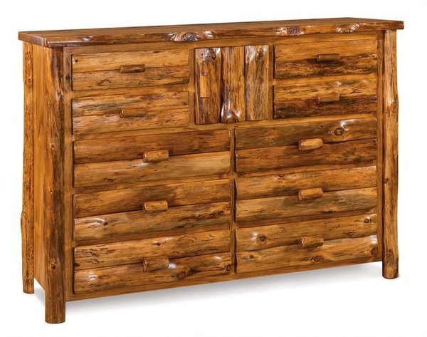 Amish Handcrafted Rustic Log 10-Drawer Dresser with Optional Mirror