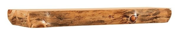 Amish Custom Rustic Log Fireplace Mantel shown in Rustic Pine