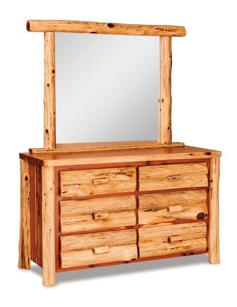 Amish Rustic Log Small 6-Drawer Dresser with Optional Mirror