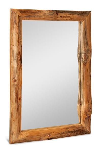 Amish Handcrafted Rustic Log Cabin Mirror - Natural Wood Framed 24 x 30