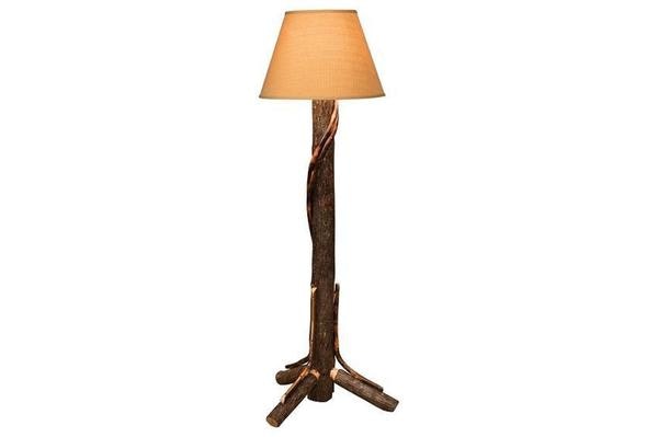 Amish Rustic Hickory Twig Floor Lamp (Shade Not Included)