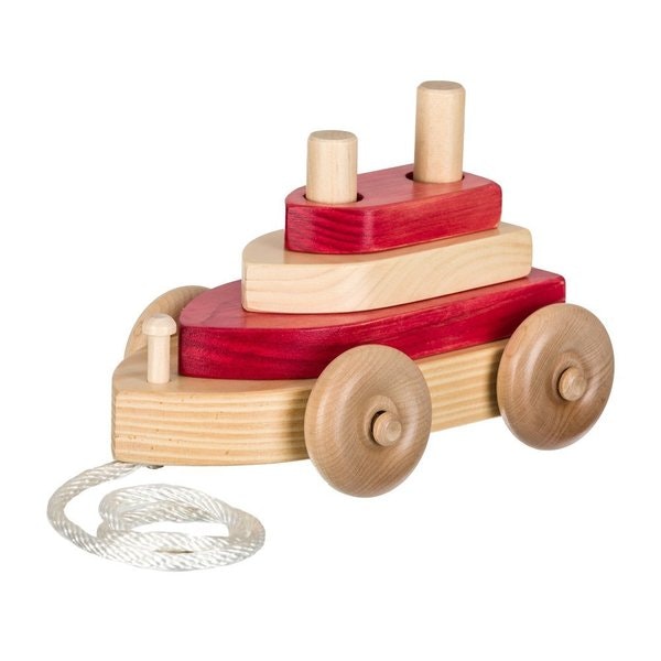 American Made Stacking Wooden Boat Pull Toy