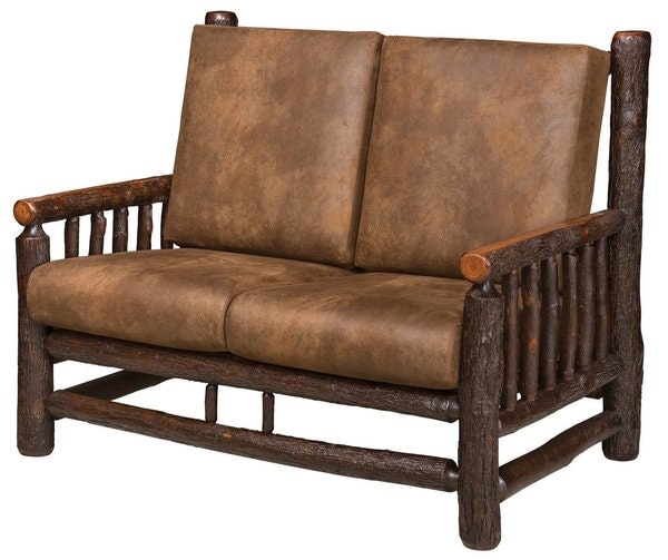 Amish Big Sky Rustic Hickory Log Loveseat