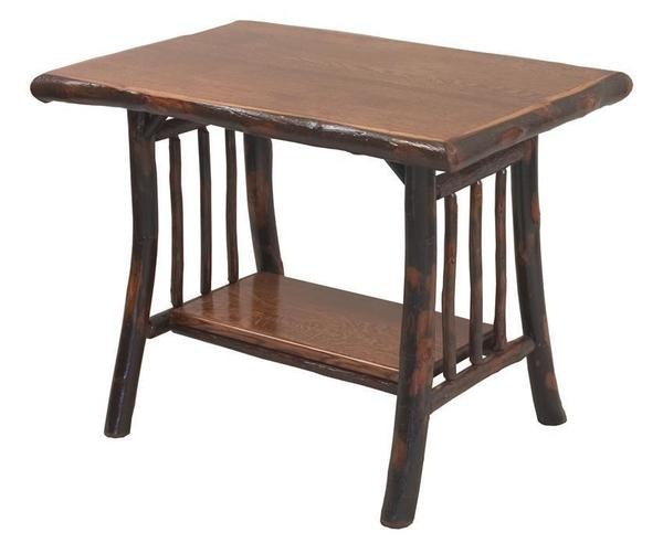 Amish 36 Wide Handcrafted Noble Rustic Hickory Twig Large End Table Shown in Hickory with Asbury Stain