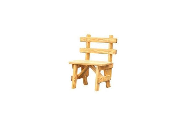 Amish Pine Wood Small Bench with Back