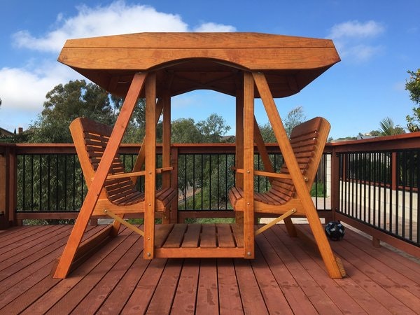 Amish Pine Double Lawn Swing Glider with Canopy